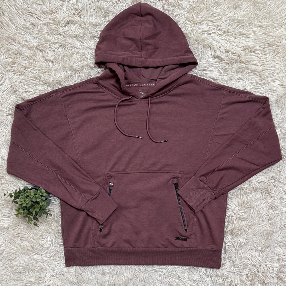 🎉HP🎉 Nine West Active Long Sleeve Hoodie Top 💗Maroon - Picture 3 of 13